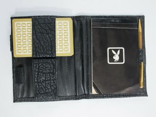 Rare Vintage Playboy Playing Cards in Leather Case with Note Pad and Pen 3