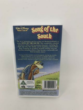 RARE PAL Walt Disney Classics ' Song of the South ' Film VHS Vintage w/Brer Bear 2