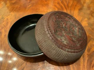A Large and Rare Chinese Qing Dynasty Cinnabar Covered Box. 2