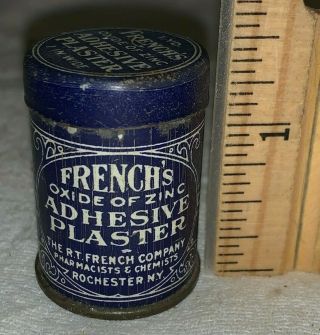 Antique Rt French Adhesive Plaster Bandage Medicine Tin Litho Can Rochester Ny 2