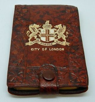 Antique English Leather Bound City Of London Gold Stamped Souvenir Shopping List