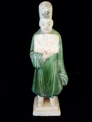 Funeral Statuette Figure Pottery Chinese Burial Ceramic Man Green Glaze Sancai