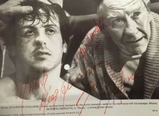 Rare Sylvester Stallone & Burgess Meredith Signed Rocky Promo Photo Autograph