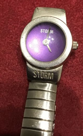 Vintage Ladies Storm Watch Baby T - Bar Purple Colour Domed Glass