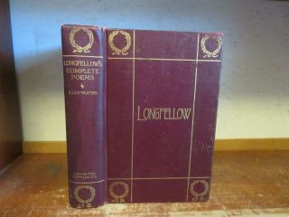 Old Poetical Of Henry Wadsworth Longfellow Book Victorian Antique Poems,