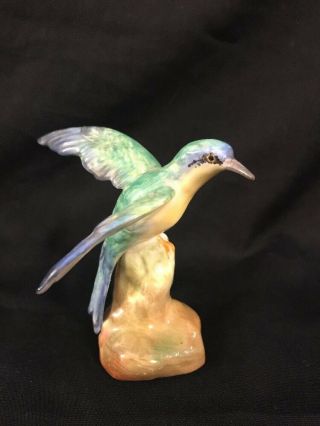 Rare J.  T.  Jones Bird Hummingbird? Figurine Miniature Crown Staffs England Green