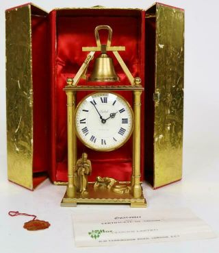 Very Rare Vintage Imhof Swiss Brass 8 Day Automation Monk Ringing Bell Clock