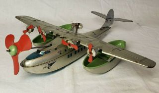 Rare J.  Chein & Co.  Wind Up China Clipper Airplane Tin Toy