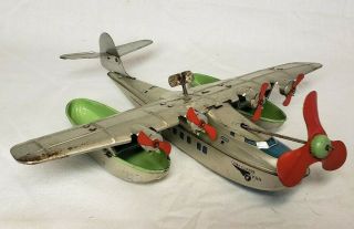 RARE J.  CHEIN & CO.  WIND UP CHINA CLIPPER AIRPLANE TIN TOY 2