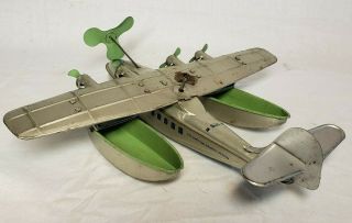 RARE J.  CHEIN & CO.  WIND UP CHINA CLIPPER AIRPLANE TIN TOY 4