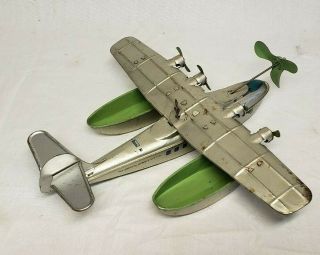 RARE J.  CHEIN & CO.  WIND UP CHINA CLIPPER AIRPLANE TIN TOY 6