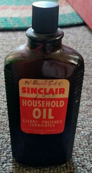 Very Rare Old Sinclair Oil Co.  Household Oil Brown Bottle.  L@@k