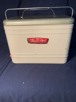Vintage Knapp Monarch Therm - A - Chest Retro Metal Cooler,  W/ Tray And Plug