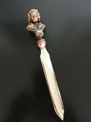 Antique And Rare Letter Opener Adorned With Beethoven 