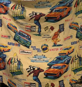 Rare Vintage Nascar Racing Bed Sheet Winston 500 Charger Road Runner