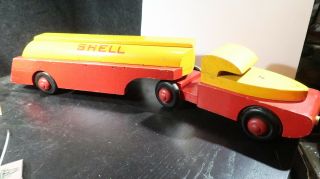 Wwii Buddy L Wooden Shell Oil Delivery Tanker Tractor Trailer Fing Rare