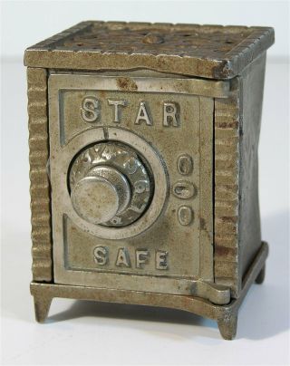 Ca1900 Cast Iron Star Safe Combination Floor Safe Figural Still Bank By Kenton