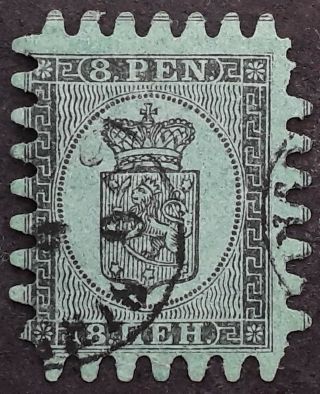 Rare 1866 - Finland 40p Black On Yellow Green Stamp Sg47 Cat Value £300