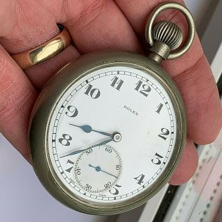 Rare Rolex World War Ii Military Back Up Chronometer Pocket Watch Cal 548