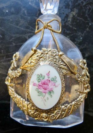 Vintage French Glass Perfume Bottle w/ Elaborate 