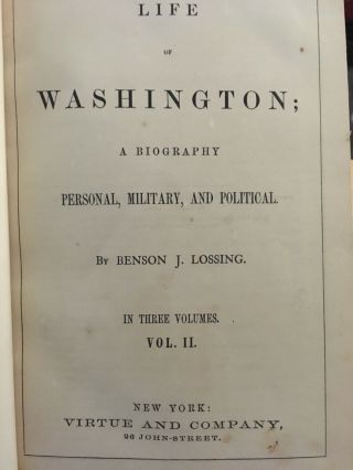 Rare Old 1860 Book - Life Of Washington Vol.  2 - Us History - Biography Politics