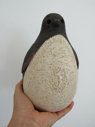 Vintage Rare Bitossi Aldo Londi Large Ceramic Penguin Figurine Italy Signed 2