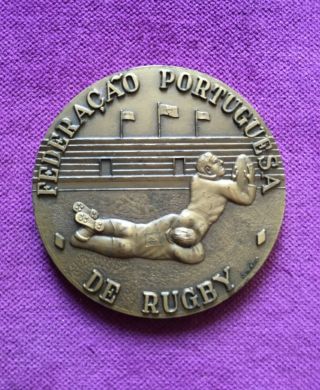 Antique And Rare Bronze Medal Of Portuguese Rugby Ferderation,  1972