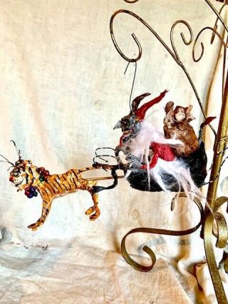 Handmade Creepy Halloween Christmas Krampus Santa Sleigh Ride And Tiger 7”