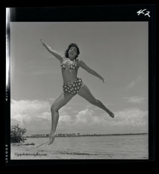 Bettie Page Jumping In Bikini 1954 Camera Negative Photograph Bunny Yeager Rare 2