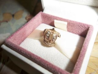 Authentic Pandora 14ct Gold Diamond Crown Charm 750453d G585 Ale Rare