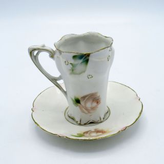 Antique RS Prussia Tall Tea Cup,  Roses,  NR 3