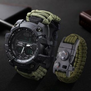 Military Watch With Compass 30m Men Waterproof Sports Watches Casual Men 