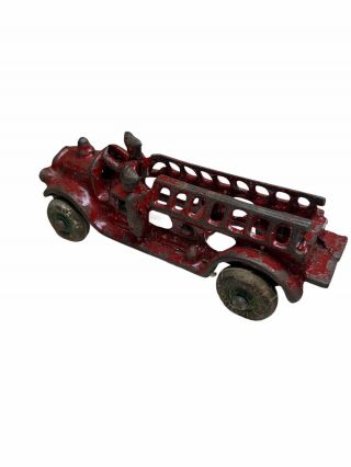 Antique Cast Iron Arcade? Hubley? Fire Engine Ladder Toy Truck Car Vintage 4.  75” 2