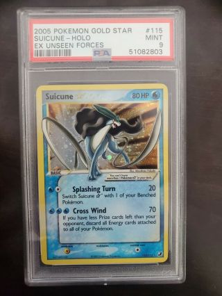 Pokemon Psa 9 Suicune Gold Star 115/115 Ex Unseen Forces Ultra Rare Holo