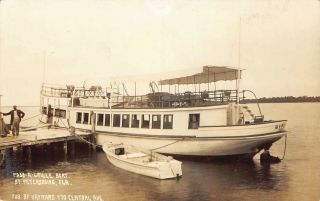 Fl - 1914 Very Rare Florida Real Photo Gypsy Boat At The Pier St Petersburg Fla