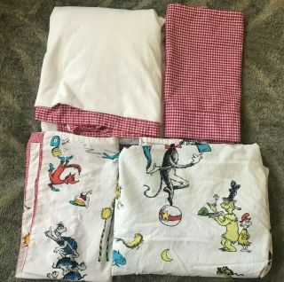 Pottery Barn Kids Dr.  Seuss Cat In The Hat Full 4 Piece Bedding Rare