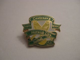Rare Old 2002 Norwich City Football Club Centenary Enamel Brooch Pin Badge