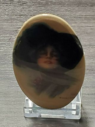 Antique Advertising Celluloid Pocket Mirror Saloon Girl