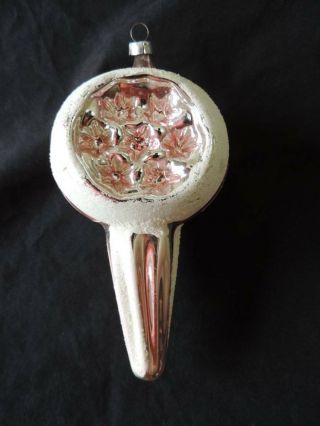 Lovely Vintage Antique Mercury Glass Ornament Pink Indent 6 X 3
