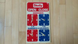 Vintage Skelly Oil Co.  Station Operating Hours Plastic Sign - Rare