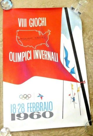 Poster Squaw Valley Lake Tahoe 1960 Olympics Rare In Italian Kaiser