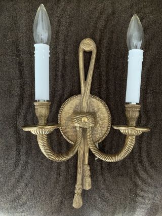 Vintage Solid Brass Wall Sconce Light Fixture.  Over 3 Lbs.