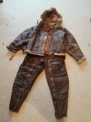 Extremely Rare Ww2 Flying Suit Fur Lined Leather Irvin And Trousers