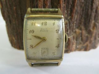 Vintage Elgin Deluxe 10k Gold Filled Mens Winding Watch Repair Parts E5