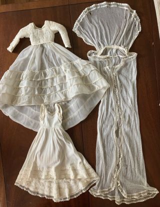 Vintage - Wedding Gown / Dress Slip - Full Length Cape For Composition Doll