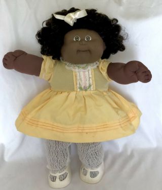 Vintage 1983 Cabbage Patch Kids Girl Doll African American Black In 1985 Dress