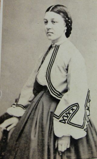 Antique Civil War Era Cdv Photo Young Woman Wearing Zouave Bolero Jacket Ny Ny