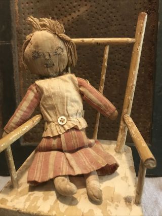Antique Primitive 8 - 1/2” Cloth Doll