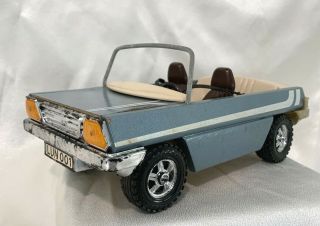 Rare Vtg 1970s Lundby Dollhouse Miniature Wood Blue Convertible Family Car