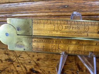 S35 Antique Stanley Rare Folding Rule Wood Rule No.  72 1/2 Type2 Box Wood Tool 2